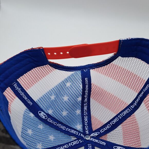 Ford Gray Camo American Flag Trucker Mesh Cap Built Ford Tough Snapback - Picture 9 of 9